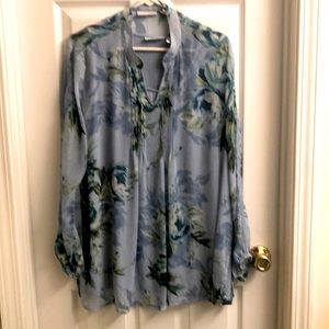 Susan Graver Printed Sheer Chiffon Tunic & Tank Lg
